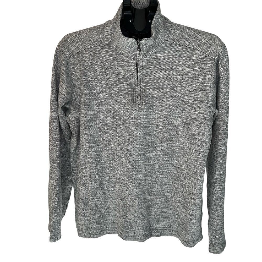 Bonobos Men’s Daily Grind Gray Herringbone 1/4 Zip Pullover Shirt Size M
